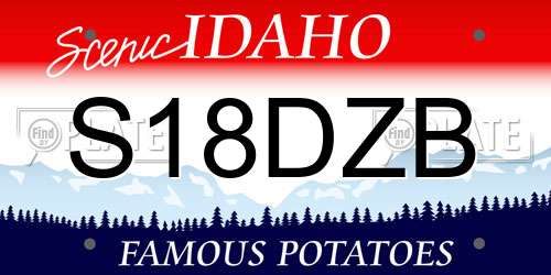 S18DZB Idaho License Plate
