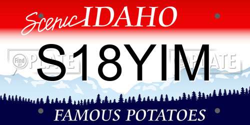 S18YIM Idaho License Plate