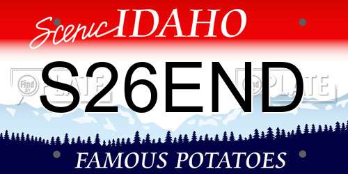 S26END Idaho License Plate