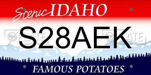 S28AEK Idaho License Plate