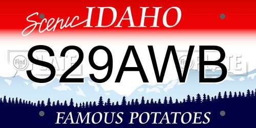 S29AWB Idaho License Plate