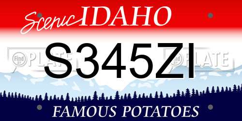 S345ZI Idaho License Plate