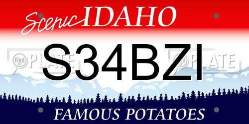 S34BZI Idaho License Plate