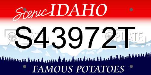 S43972T Idaho License Plate