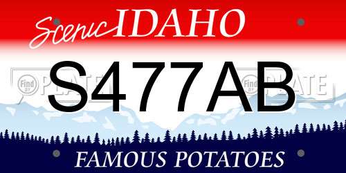 S477AB Idaho License Plate