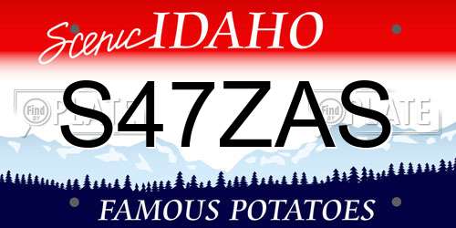 S47ZAS Idaho License Plate