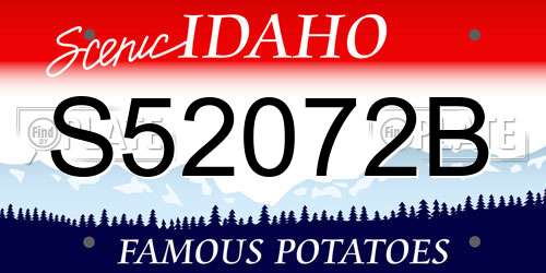 S52072B Idaho License Plate