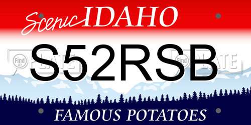 S52RSB Idaho License Plate