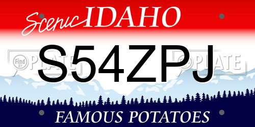 S54ZPJ Idaho License Plate