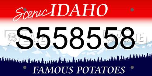 S558558 Idaho License Plate
