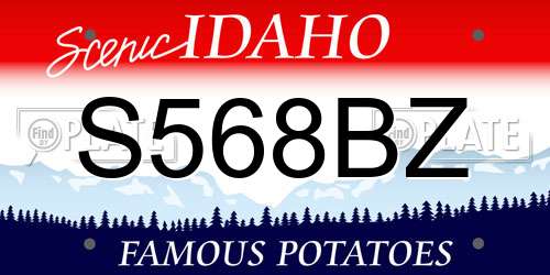S568BZ Idaho License Plate