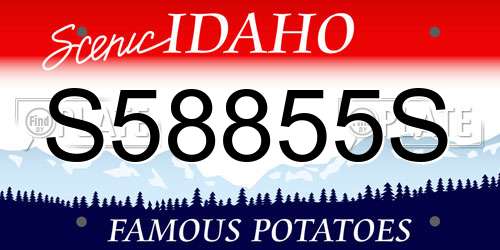S58855S Idaho License Plate