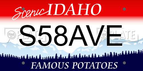 S58AVE Idaho License Plate