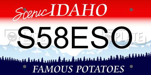 S58ESO Idaho License Plate
