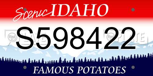 S598422 Idaho License Plate