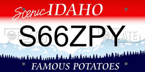 S66ZPY Idaho License Plate