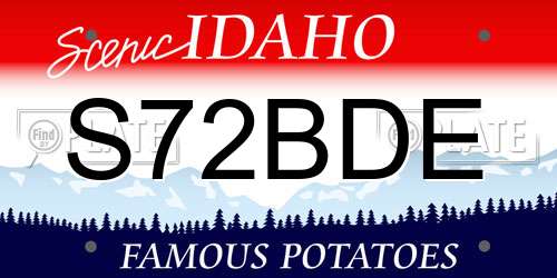S72BDE Idaho License Plate