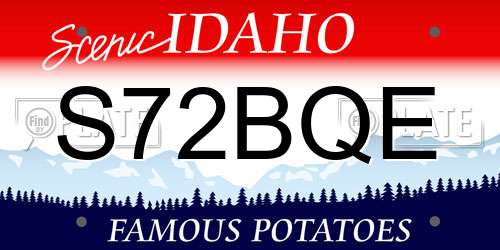 S72BQE Idaho License Plate