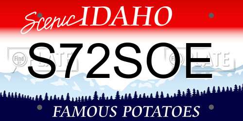 S72SOE Idaho License Plate