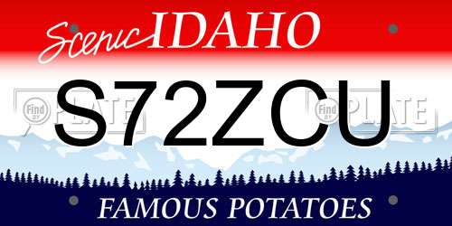 S72ZCU Idaho License Plate