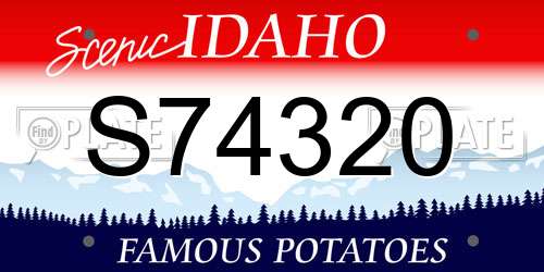 S74320 Idaho License Plate