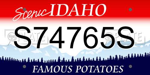 S74765S Idaho License Plate