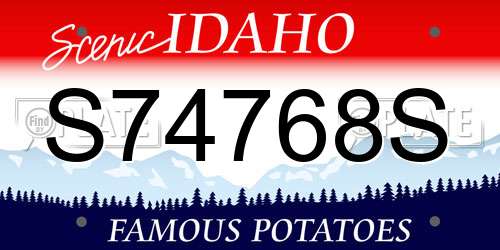 S74768S Idaho License Plate