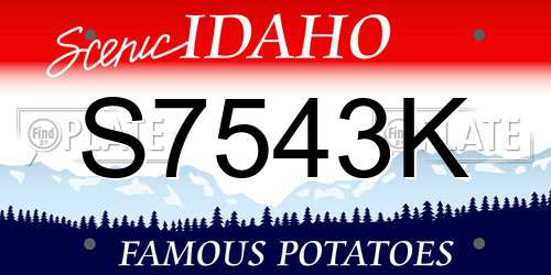 S7543K Idaho License Plate