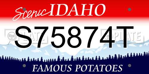S75874T Idaho License Plate