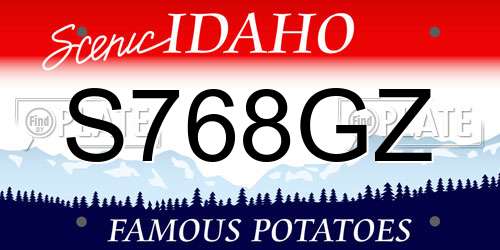 S768GZ Idaho License Plate