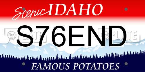 S76END Idaho License Plate