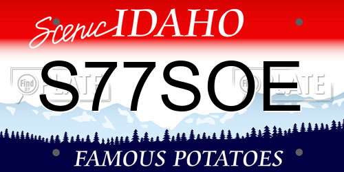 S77SOE Idaho License Plate