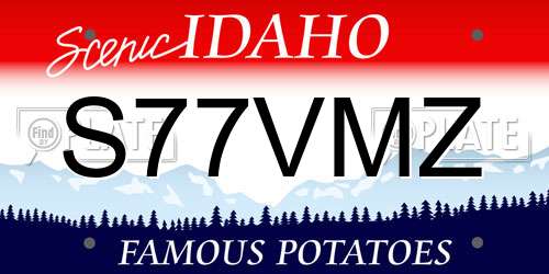 S77VMZ Idaho License Plate