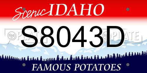 S8043D Idaho License Plate