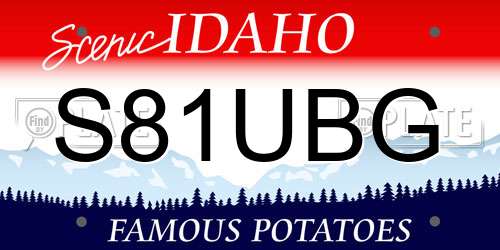 S81UBG Idaho License Plate