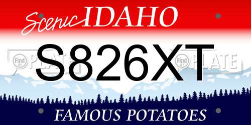S826XT Idaho License Plate