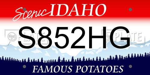 S852HG Idaho License Plate
