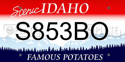 S853BO Idaho License Plate