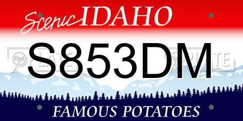 S853DM Idaho License Plate