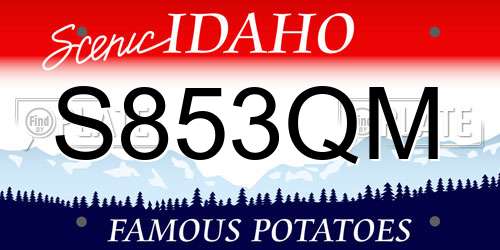 S853QM Idaho License Plate