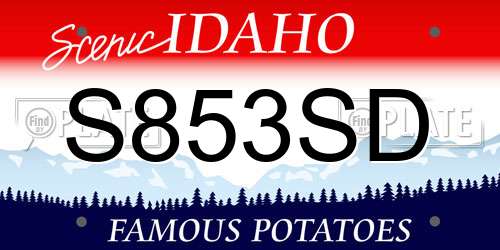 S853SD Idaho License Plate