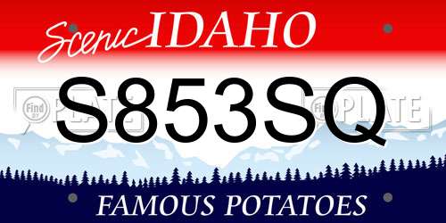 S853SQ Idaho License Plate