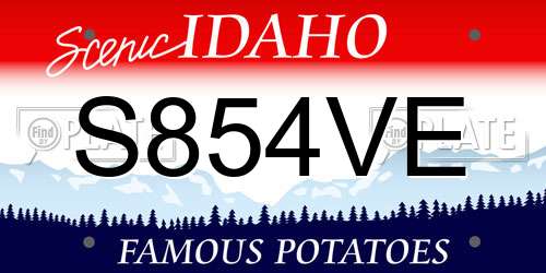 S854VE Idaho License Plate