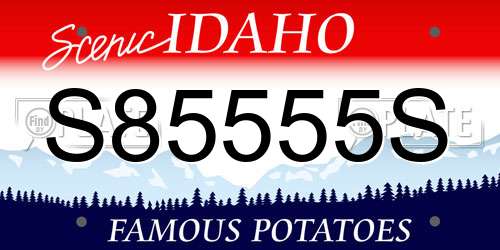 S85555S Idaho License Plate