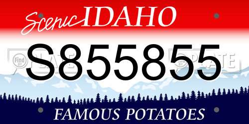 S855855 Idaho License Plate