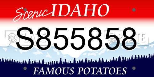 S855858 Idaho License Plate