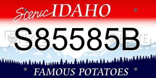 S85585B Idaho License Plate