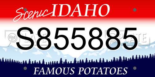 S855885 Idaho License Plate