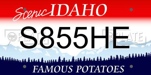 S855HE Idaho License Plate