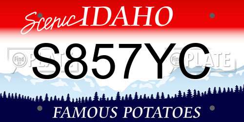 S857YC Idaho License Plate